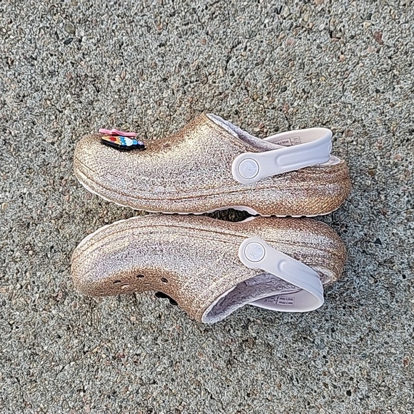 Crocs Light Rose Gold Glitter Sparkle Lined - Picture 7 of 11